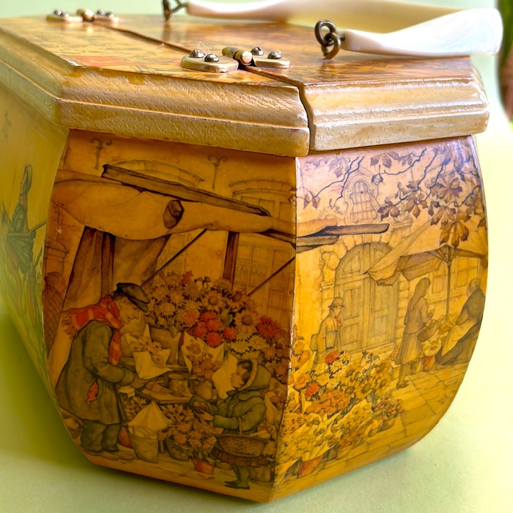 Vintage wooden handmade bag with unique lock - Picture 9 of 16